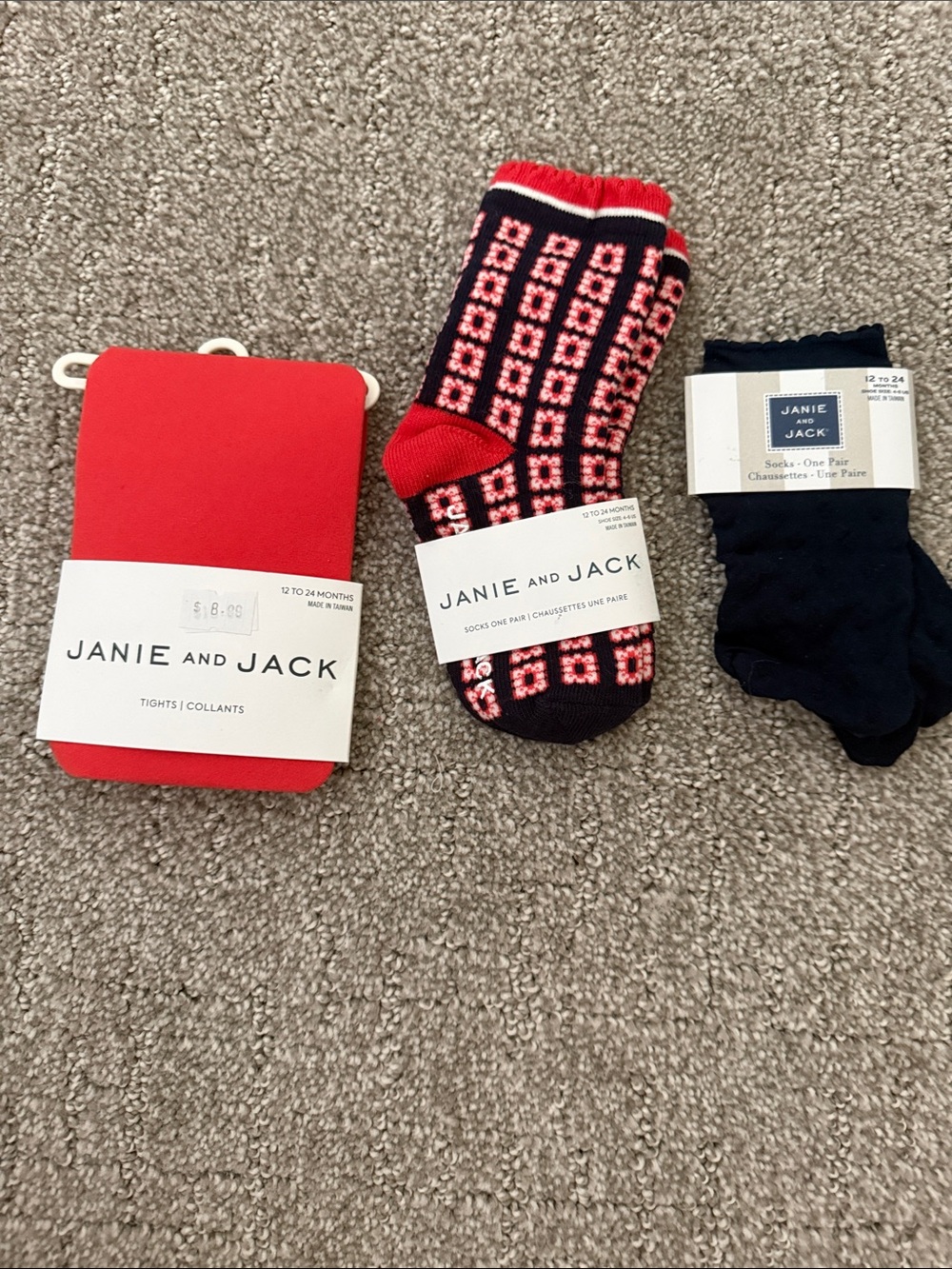 Janie and Jack Red and Black Patterned Socks - Kids